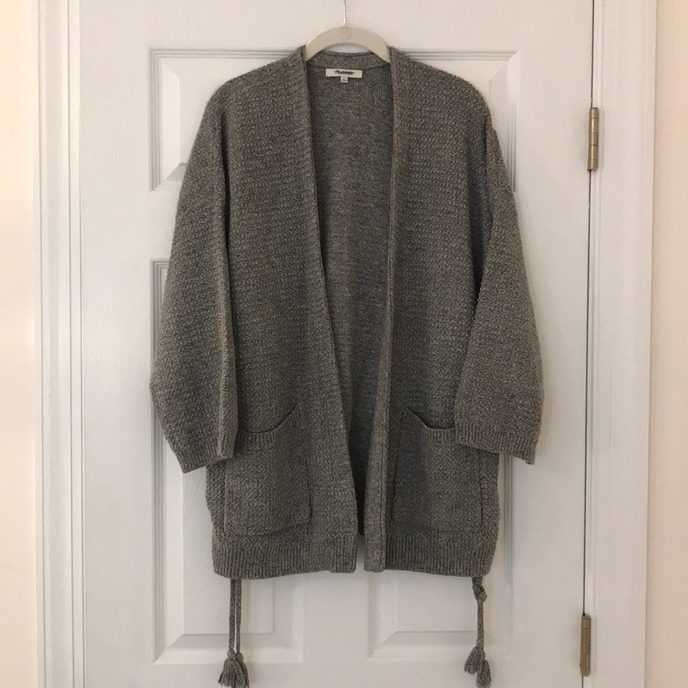 Madewell Side Lace-Up Cardigan in Marled Shadow